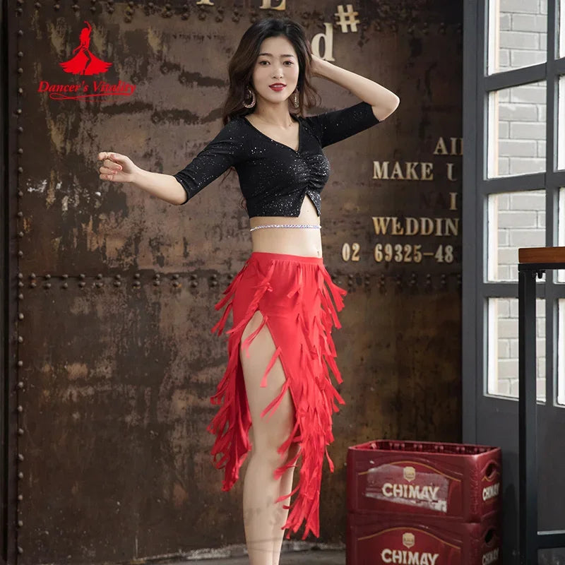 BellyDance Tassel Skirts Adult and Children's Practice Clothes Girls' Oriental Dance Training Clothing Women's Dancing Skirt