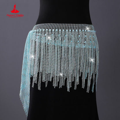 Belly Dance Dream Star River Diamond Tassel Hip Scarf Dynamic Fishing Net Hot Drill Versatile Waist Chain Bellydance Hip Scarf