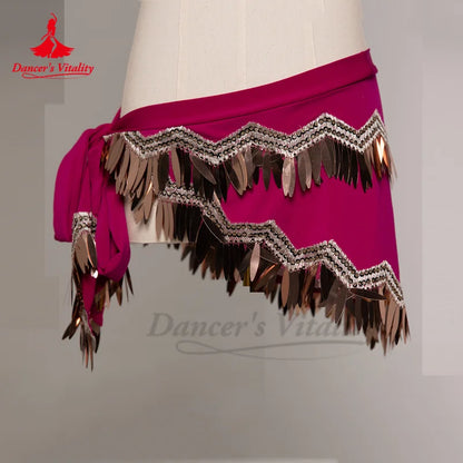 Belly Dance Costume Hip Scarf for Women Sequing Cotton Bellydancing Wear Belt Oriental Waist Chain Hip Scarves