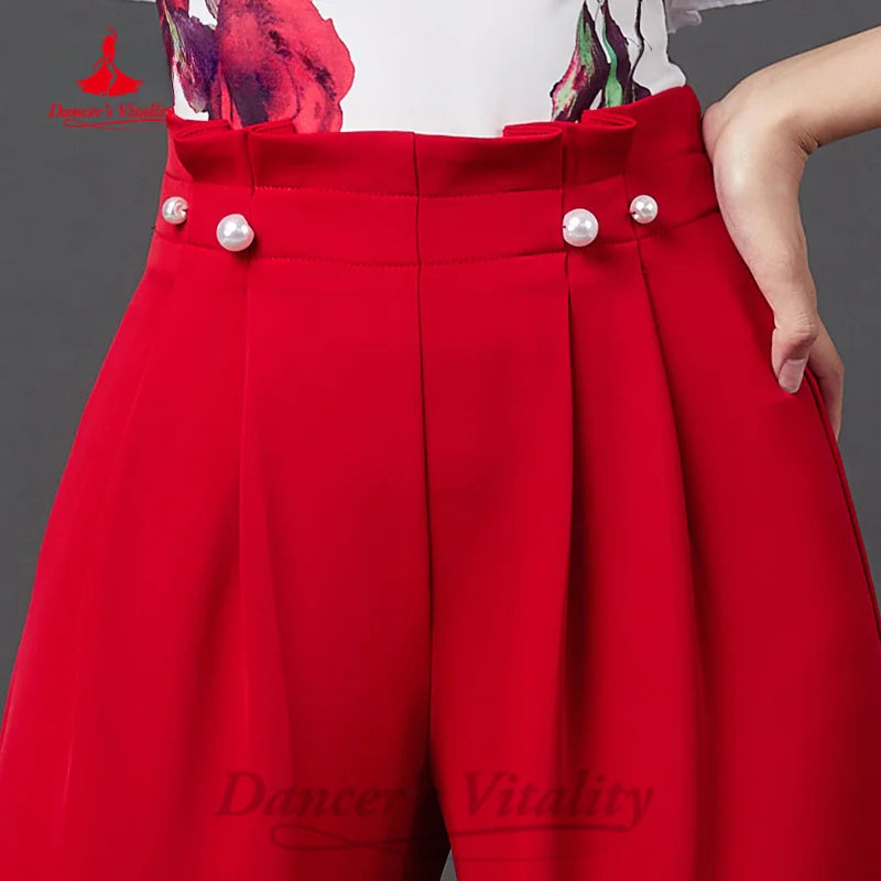 New Modern Dancing Latin Dance Pants Adult and Children's Straight Tube High Waist Pants Tango Chacha Samba Training Clothes