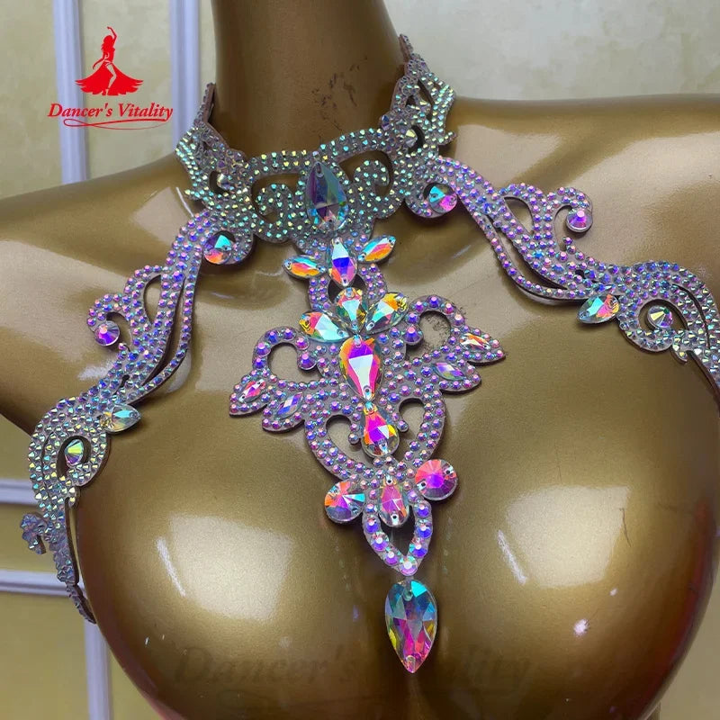 Belly Dance Performance Accessories High-end Luxury Rhinestone Necklace Belly Dancer Competition Jewelry Dancing Accessory