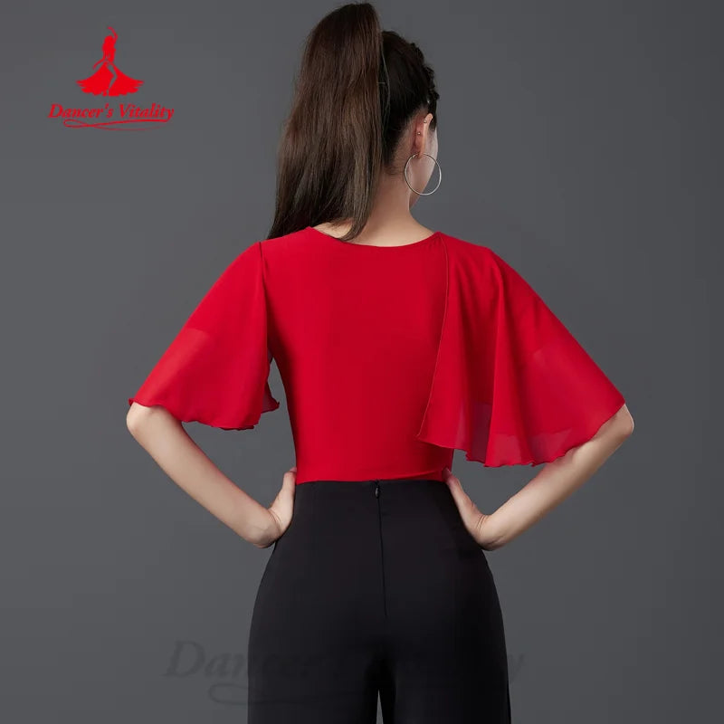 Latin Dance Practice Clothes Women's Customized Comfortable Cotton Top Chacha Samba Performance Clothing Modern Dancing Outfit