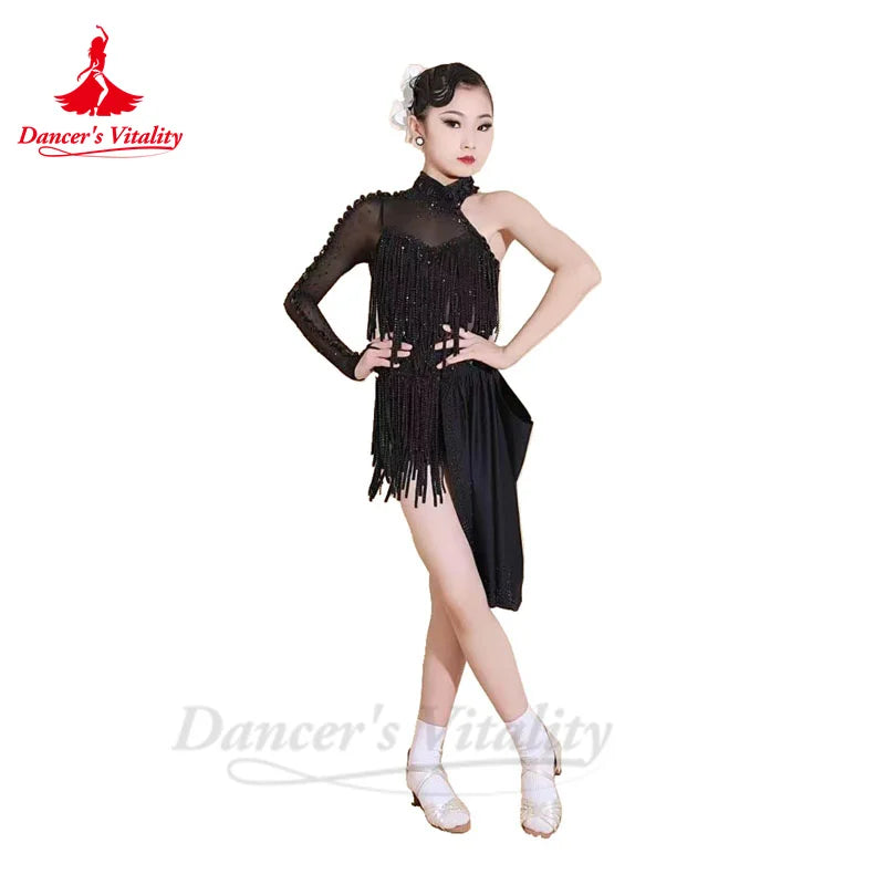 Latin Dance Costume Skirt for Kid's Rumba Chacha Tango Competiton Clothing Custom Adult Children Latin Dancing Wear Outfit