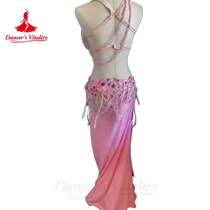 Belly Dancer Costume for Women Senior AB Stones Bra+long Skirt 2pcs Adult Children Oriental Belly Dancing Professional Outfit