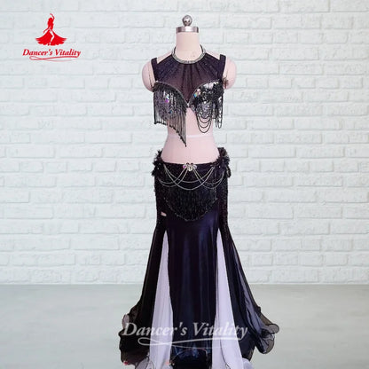 BellyDance Set Women's Customized AB Stones Tassel Performance Costume Oriental Dance Competition Clothing Dance's Vitality