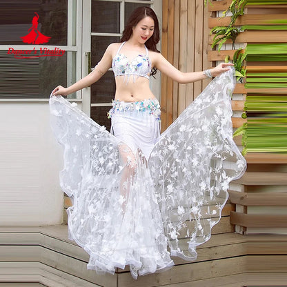 Luxury Diamond Oriental Dance Outfit Women Piece 2 Performance Belly Dance Performance Bra+long Skirt Sexy Red White