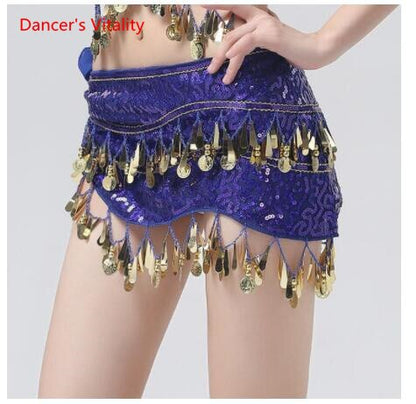 New Arrival Accessories For Dancewear With Sequins And Fringe, Elastic Mesh Ruffles, Women's Belts For Belly Dance, Scarf