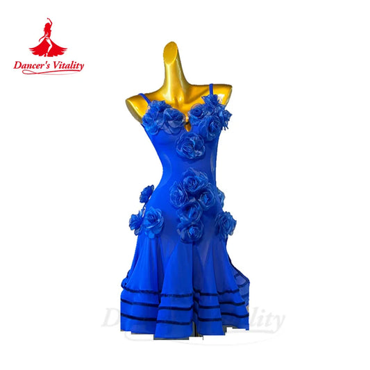 Latin Dance Practice Dress for Women Customsized Rumba Chacha Tango Performance Competiton Clothing Adult Child Latin Dresses