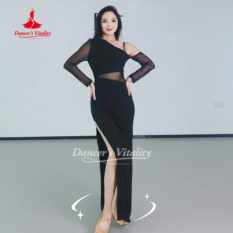 Belly Dancer Costume Women's Sexy Slimming Slant Shoulder Dress Adult Oriental Belly Dancing Practice Dresses Dancer's Vitality