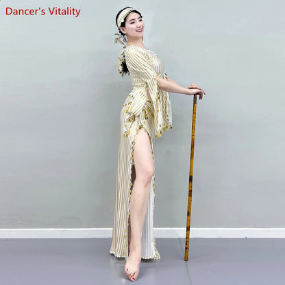 Belly Dance Costumes Robe Milk Silk Gold Sequins Dance Dresses Baladi Folk Custom 2022 Baladi Shaabi Oriental Dance Clothes