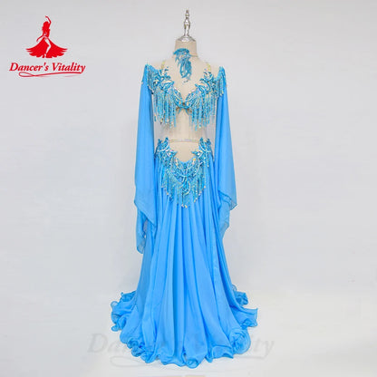 Belly Dance Performance Costume Set for Women Senior Bra+chiffon Long Skirt 2pcs Adult Children Oriental Dancing Clothing