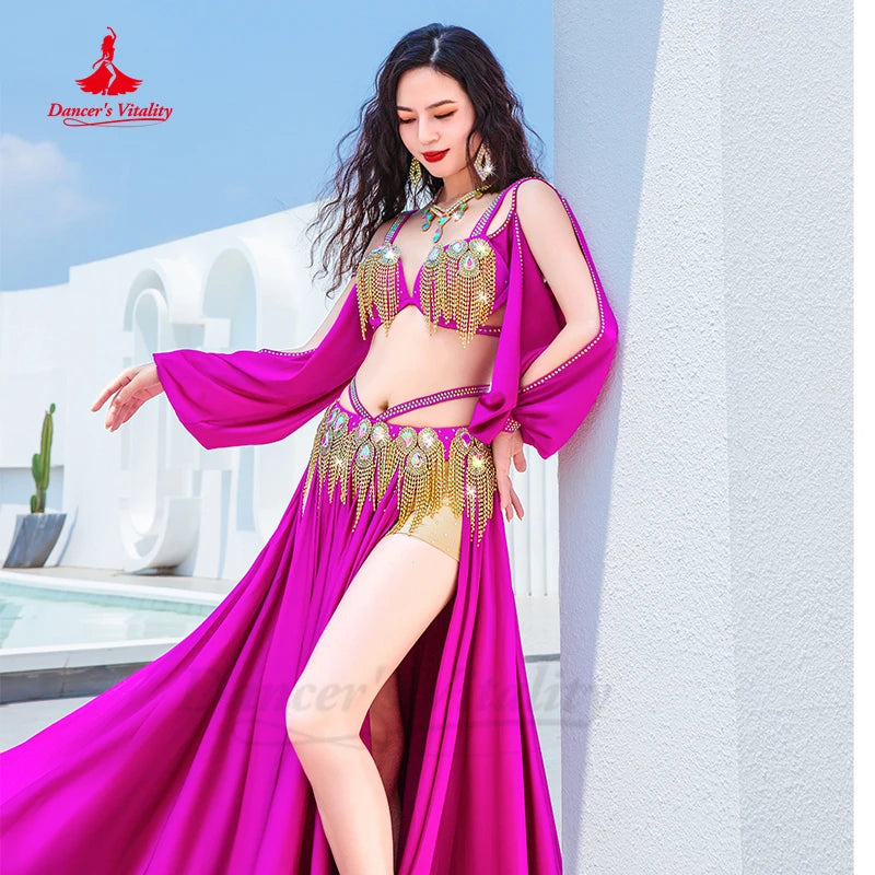 Belly Dance Costume Suit for Women Customsized Senior Bra Top+split Long Skirt 2pcs Female Children Oriental Dance Clothing