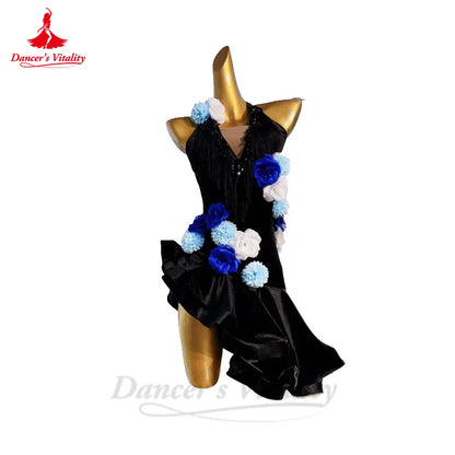 Latin Dance Performance Dress for Women Custom Spandex Rumba Chacha Tango Competiton Costume Skirt Adult Child Latin Dresses