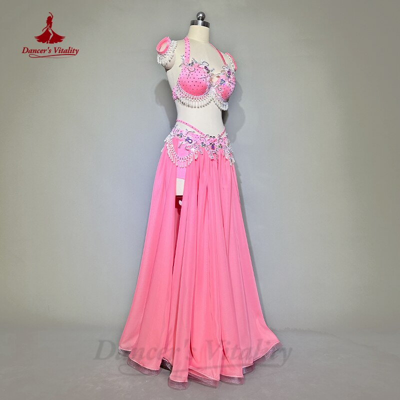 Belly Dance Performance Suit for Adult Children Customsized Bra+split Long Skirt 2pcs Female Oriental Dance Professional Outfit