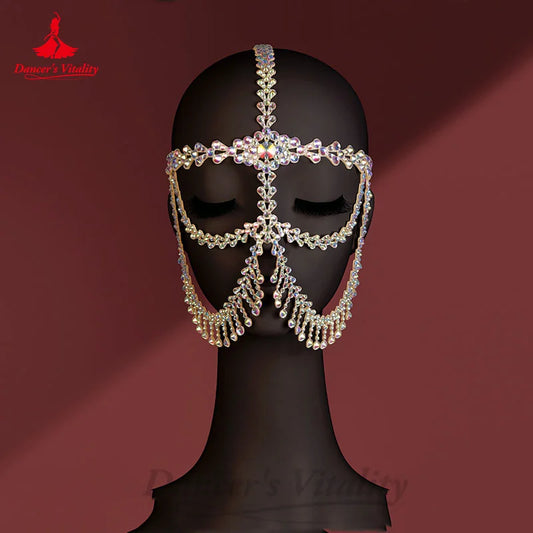 Belly Dance Tassel Face Curtain Exotic Style Mask Ball Performance Mask Handmade AB Stones Original Design Face Mask