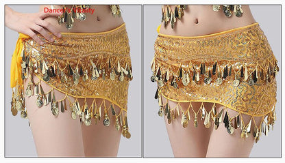 New Arrival Accessories For Dancewear With Sequins And Fringe, Elastic Mesh Ruffles, Women's Belts For Belly Dance, Scarf