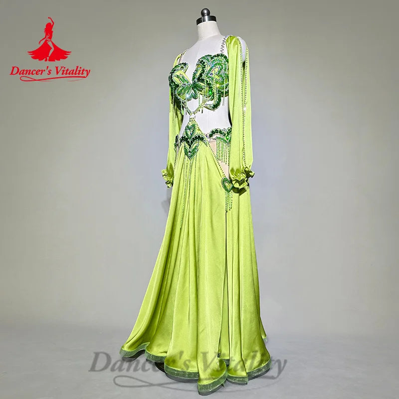 Bellydance Performance Costumes Women's Customization Luxury Diamond Backless Tassel Dress Oriental Dance High End Dance Skirt