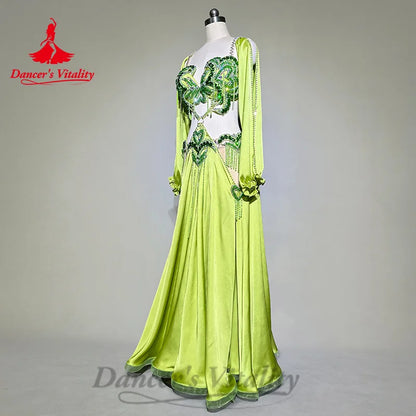 Bellydance Performance Costumes Women's Customization Luxury Diamond Backless Tassel Dress Oriental Dance High End Dance Skirt