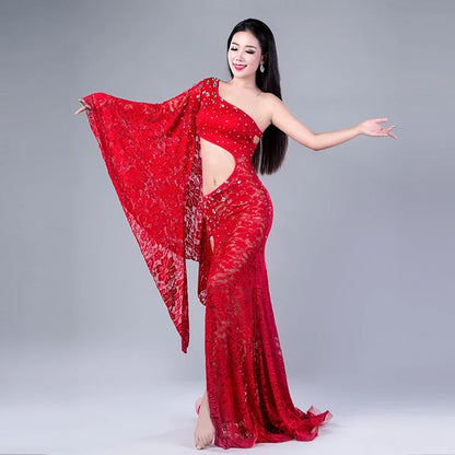 Modal Performance Belly Dance Lace Elegant Inclined shoulder Girl Dress Belly Dance Dresses Belly Dance Costumes Comfortable