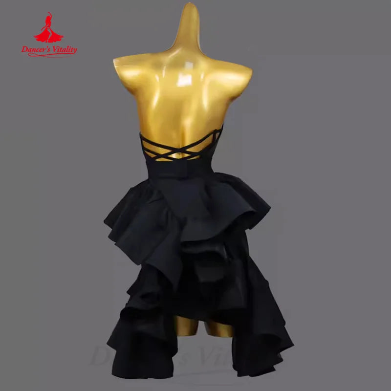 Latin Dance Practice Clothing Customized Sexy Backless Irregular Dress Adult Children Tango Chacha Samba Performance Costumes