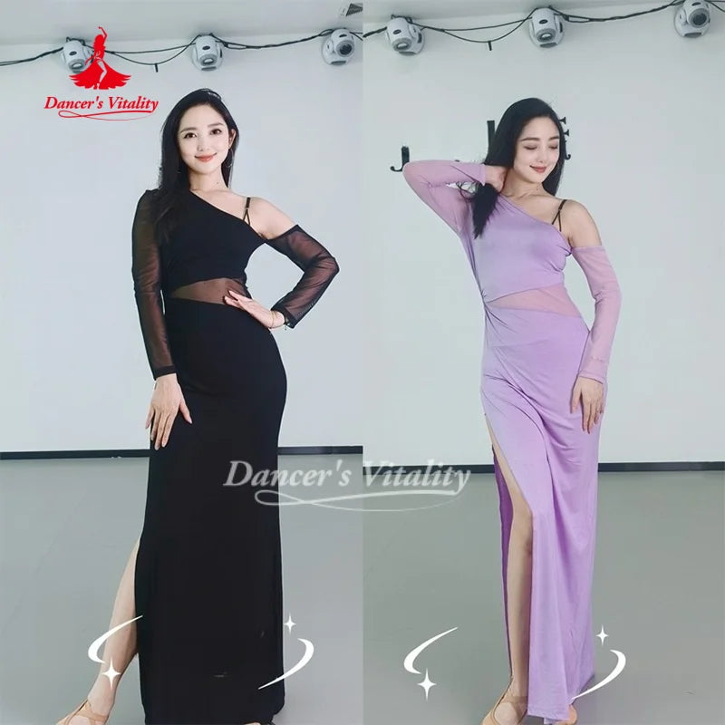 Belly Dancer Costume Women's Sexy Slimming Slant Shoulder Dress Adult Oriental Belly Dancing Practice Dresses Dancer's Vitality
