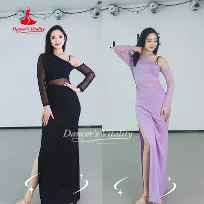 Belly Dancer Costume Women's Sexy Slimming Slant Shoulder Dress Adult Oriental Belly Dancing Practice Dresses Dancer's Vitality