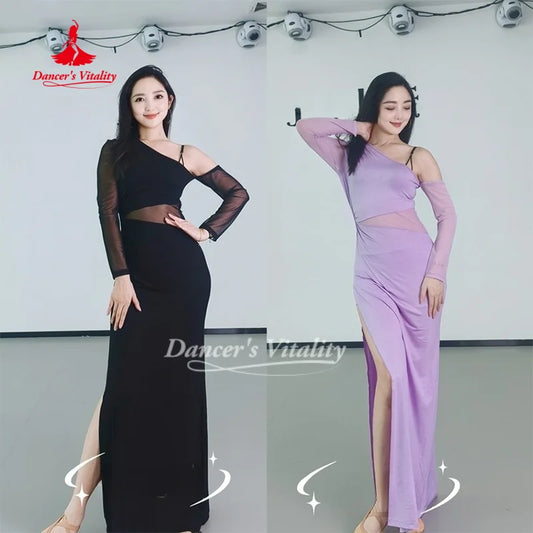 Belly Dancer Costume Women's Sexy Slimming Slant Shoulder Dress Adult Oriental Belly Dancing Practice Dresses Dancer's Vitality