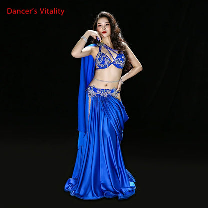 Pre Sale Luxury Women Oriental Dance Performance Costume Red Bellydance Show Wear Handmade With Long Wings Sleeve Red