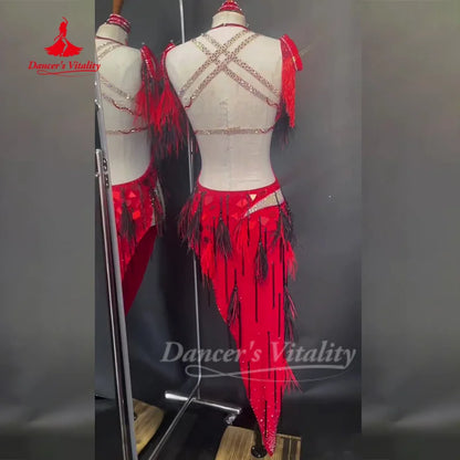 Belly Dance Clothing Women's Customization Advanced Luxury AB Stones Fringe Set Drum Solo Competition Outfit Dance's Vitality