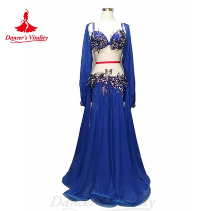 Belly Dance Costume Suit for Women Children Winter Long Sleeves Bra+chiffon Skirt 3pcs Female  Oriental Belly Dancing Outfit