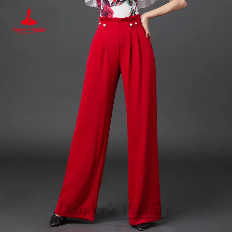 New Modern Dancing Latin Dance Pants Adult and Children's Straight Tube High Waist Pants Tango Chacha Samba Training Clothes