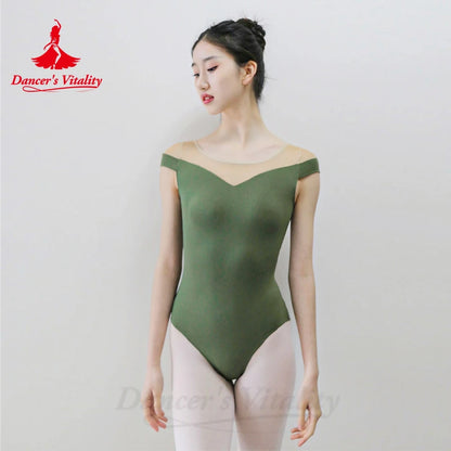 Ballet Dance Leotard for Female Yoga Training Costume Body Round Neck Short Sleeved Gymnastics Costume Girl Ballet Leotards