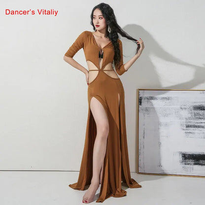 Belly Dance Dress Modal Long Skirt Half Sleeve Practice Clothes Female Adult Elegant Sexy Profession Performance Clothing