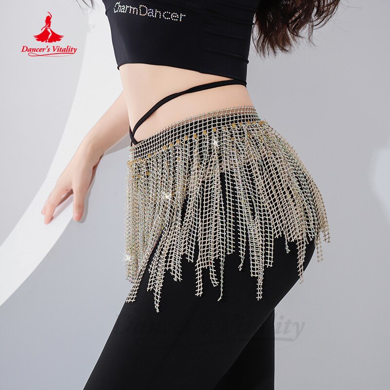 Belly Dance Dream Star River Diamond Tassel Hip Scarf Dynamic Fishing Net Hot Drill Versatile Waist Chain Bellydance Hip Scarf