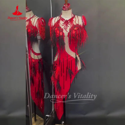Belly Dance Clothing Women's Customization Advanced Luxury AB Stones Fringe Set Drum Solo Competition Outfit Dance's Vitality
