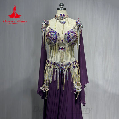 Belly Dance Costume New Women'sAdvanced Customization Diamond Tassel Set Oriental Dance Professional Performance Clothing