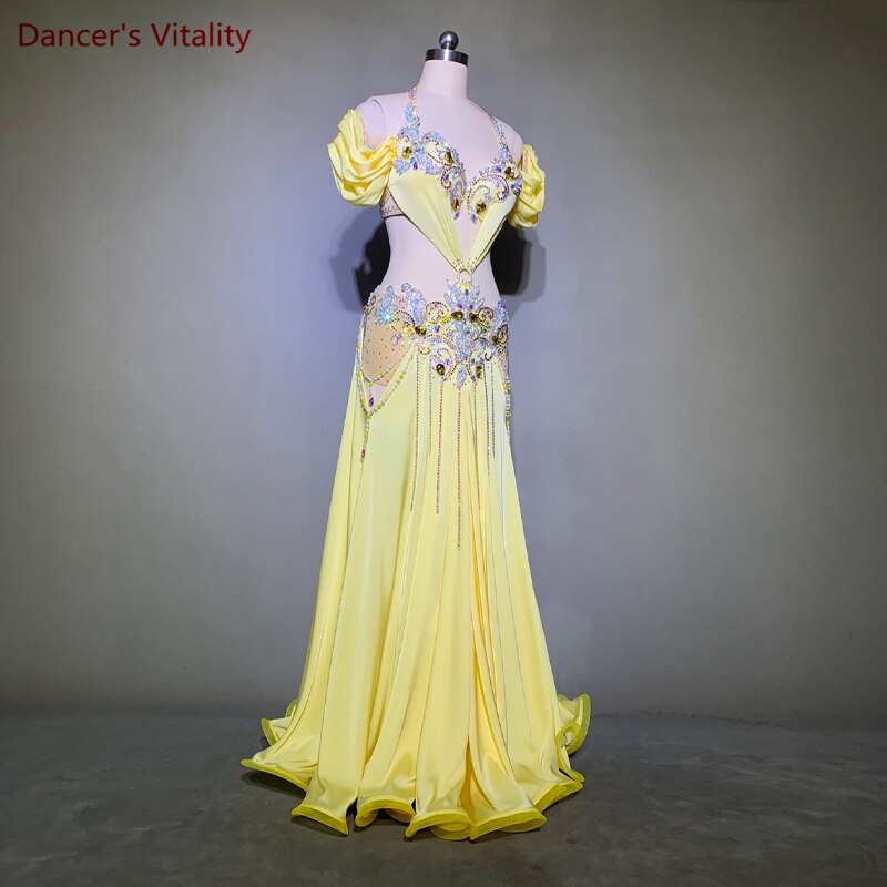 Belly Dance Performance Clothes Set Senior Stones Belly Dancing Dress for Women Adult Children Original Design Prosong Costumes