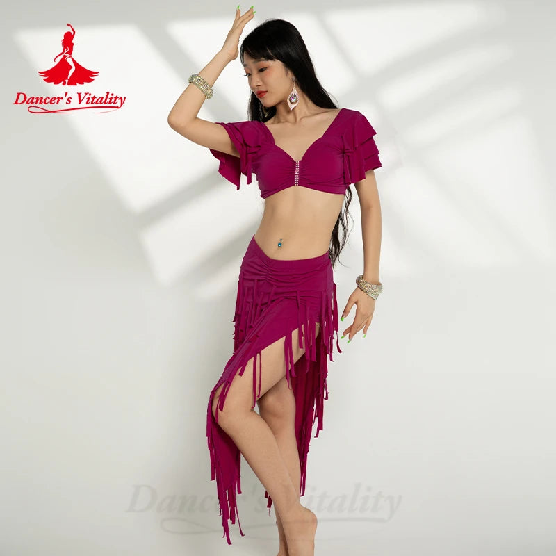 Belly Dancer Costume Set for Women Sexy Top+sexy Drum Solo Skirt 2pcs Oriental Belly Dancing Wear Clothing Bellydance Outfit