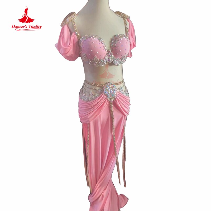 Belly Dance Competiton Costume Suit for Women Customzied Bra+split Skirt 2pcs Adult Children Oriental Belly Dancing Stage Wear