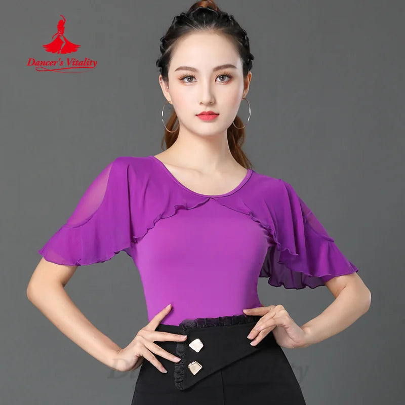 Latin Dancing Outfit Women Customized Summer Comfort Slimming Professional Practice Top Tango Chacha Rumba Performance Clothing