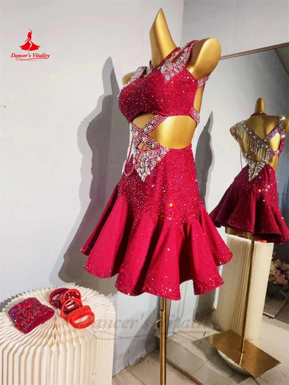 Children's Latin Dance Performance Costume  Customsized Adult Rumba Chacha Tango Competiton Professional Clothing Latin Skirts