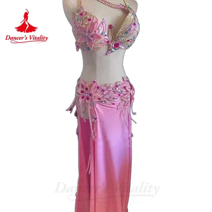 Belly Dancer Costume for Women Senior AB Stones Bra+long Skirt 2pcs Adult Children Oriental Belly Dancing Professional Outfit