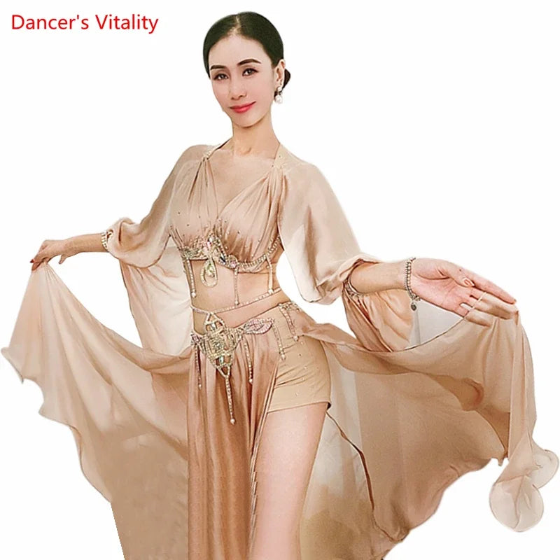 Belly Dance Performance Dress Senior Satin Bra+long Skirt 2pcs for Women Bellydance Competiton Costume Oriental Wear Outfit