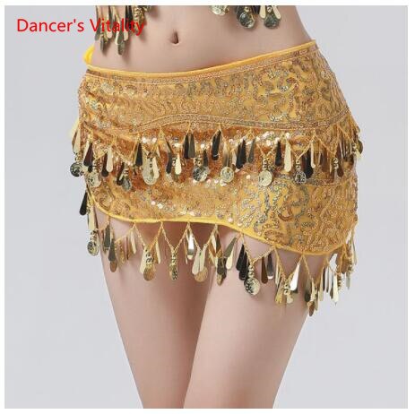 New Arrival Accessories For Dancewear With Sequins And Fringe, Elastic Mesh Ruffles, Women's Belts For Belly Dance, Scarf