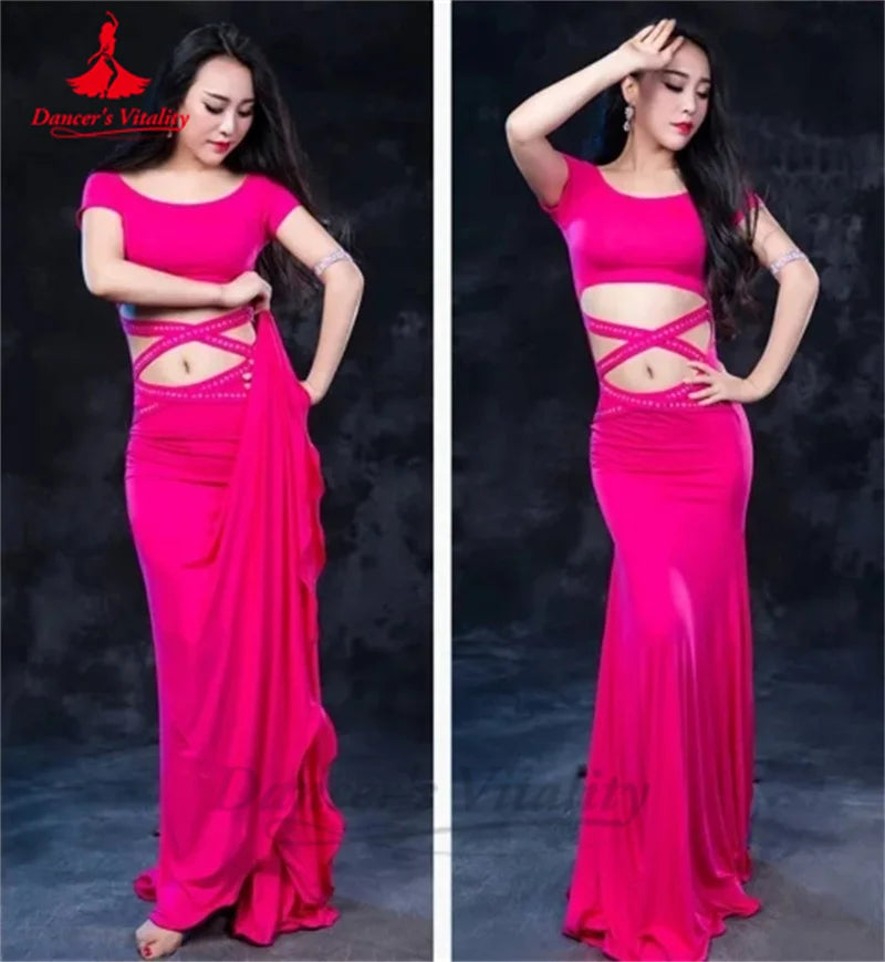 Belly Dance Performance Dress for Women Sexy Modal Short Sleeves Customsized Adult Children Oriental Belly Dancing Wear Dresses