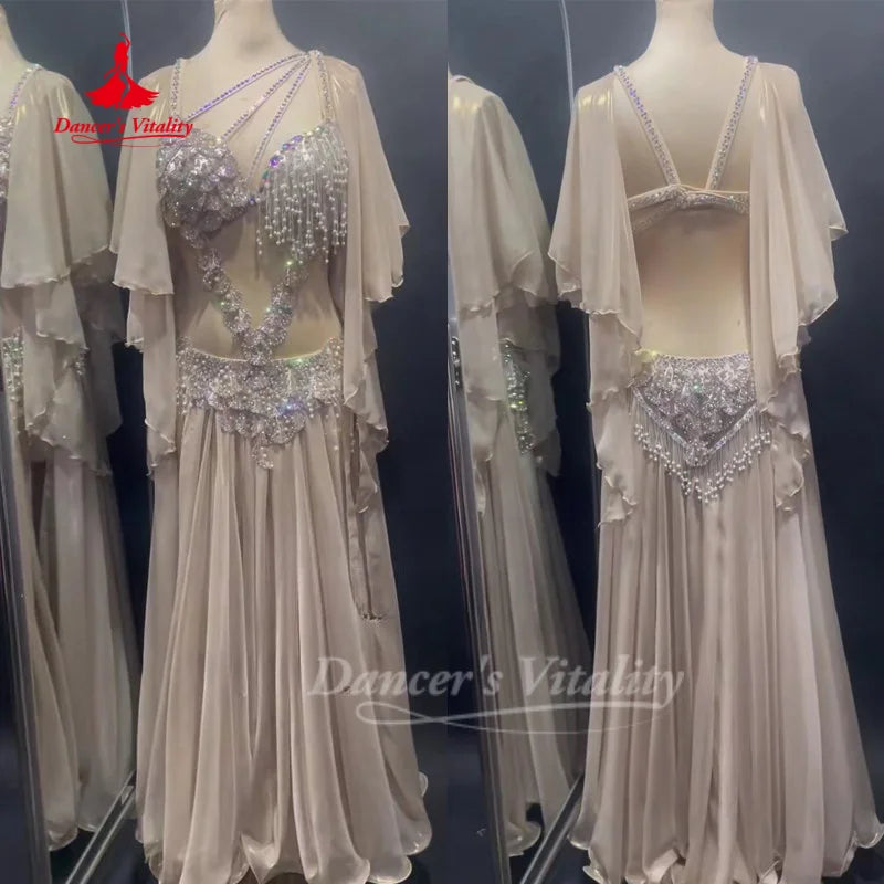 BellyDance Outfit Customized Senior AB Stones Bra+Sexy Long Skirt 2pcs Oriental Dance Competition Clothing Dance's Vitality
