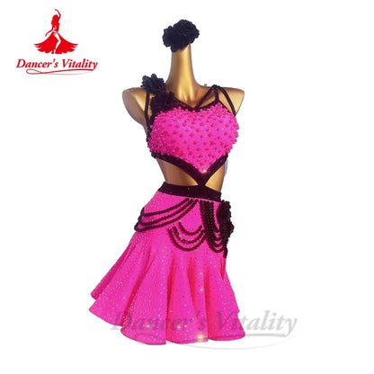 Latin Dance Performance Dress for Women Custom Rumba Chacha Tango Competiton Clothing Skirt Adult Child Latin Dancing Dresses