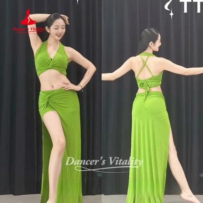 BellyDance Costume V-neck Top+Sexy Long Skirt 2pcs Adult Oriental Dance  Dancer Clothing Dancer's Vitality