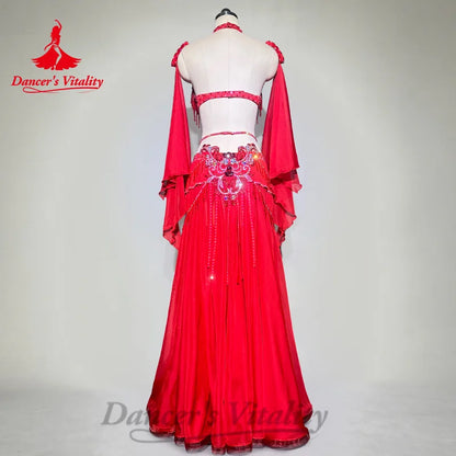 Bellydance Costumes Customized Luxury Bra+Hand Sleeves+Chiffon Long Skirt 3pcs Oriental Dance Professional Performance Clothing