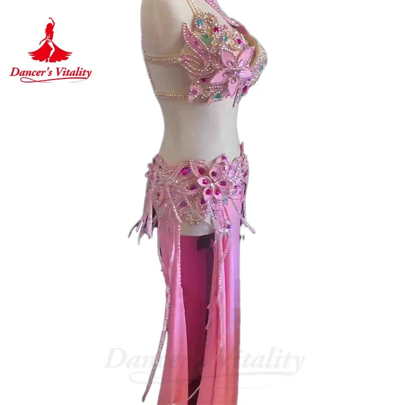 Belly Dancer Costume for Women Senior AB Stones Bra+long Skirt 2pcs Adult Children Oriental Belly Dancing Professional Outfit